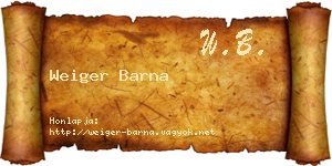 Weiger Barna névjegykártya